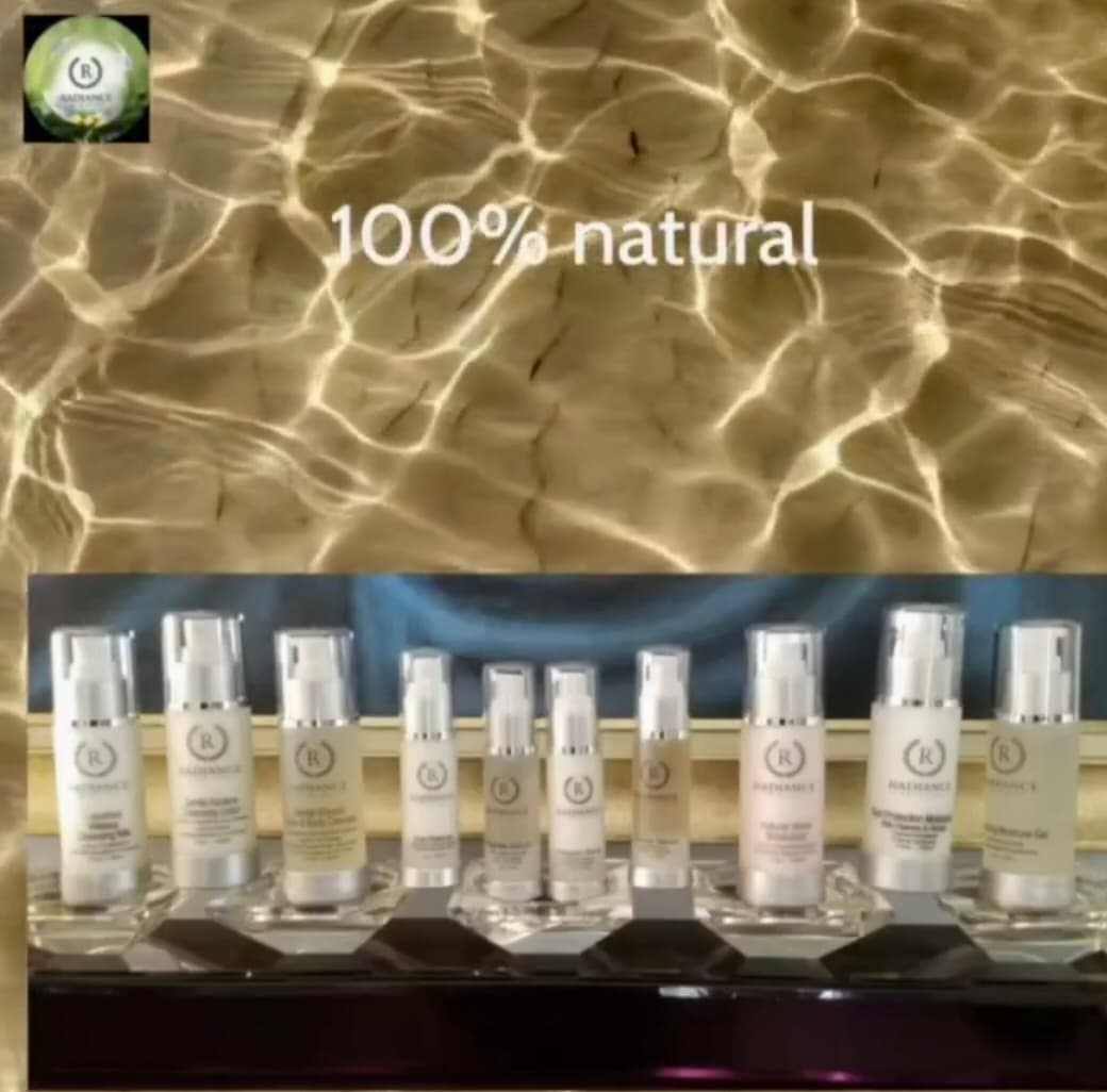 The full Radiance Skin Care product line — 100% natural botanical formulas