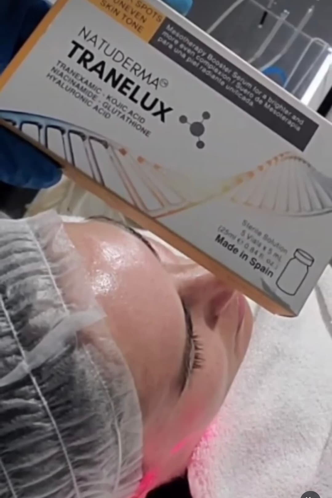 European glass ampule serum (Tranelux mesotherapy booster) being prepared during a treatment at 360 Radiance