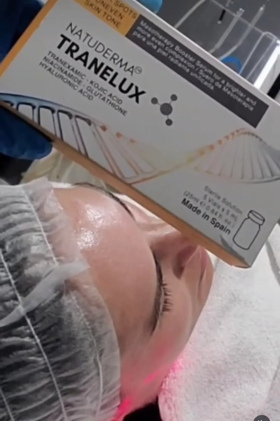 European glass ampule serum (Tranelux mesotherapy booster) being prepared during a treatment at 360 Radiance